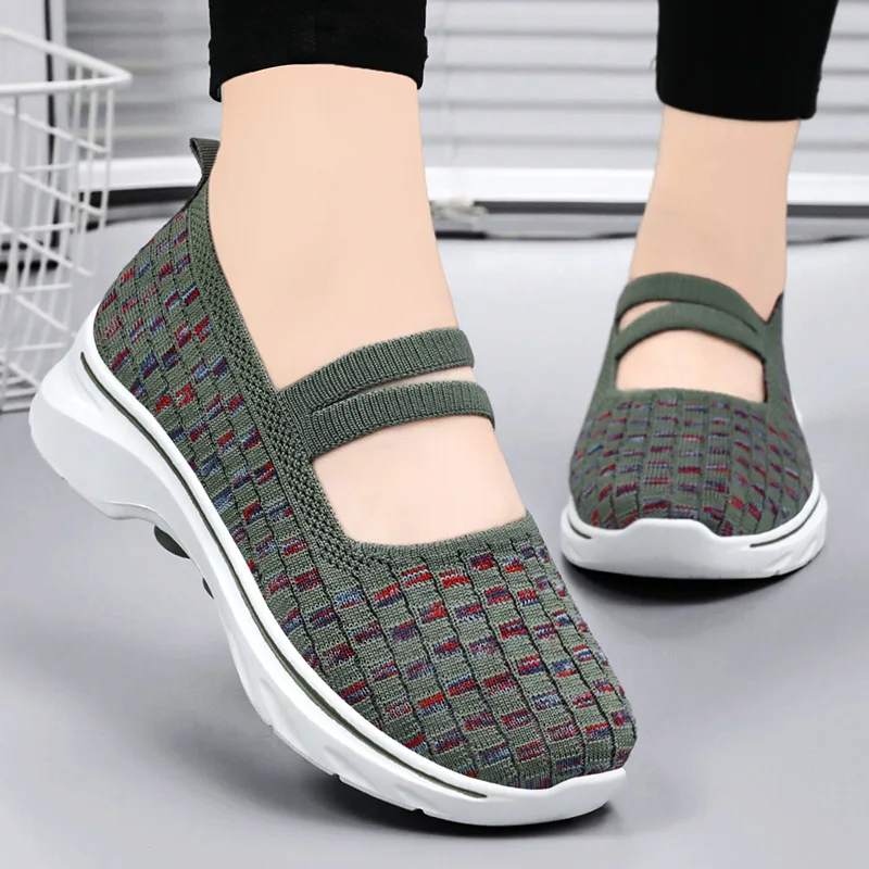 New Women's Shoes Work Comfortable Colored Casual Single Shoes Breathable Soft Sole Middle Aged Women's Shoes