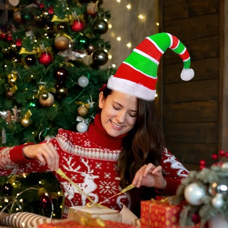 Christmas Santa Hat with White Brim for Christmas Festival Party New Year Headwear Santa Costume Accessory Gift 85LC