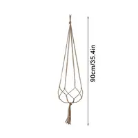 Hanging Basket Manual Flower Pot Net Bag Braided Home Vintage Decor Plant Sling Knotted Rope Garden Plant Hanger Pot Tray 6