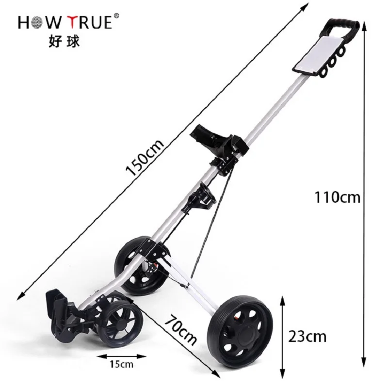 Folding Golf Trolley Outdoor Portable Golf Pull Push Cart Multifunctional Golfing Cart Bag Carrier with 4 Wheel Push