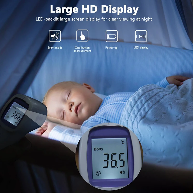 Forehead Thermometer Front Digital Non-contact Laser Body Temperature Gun Ear Medical Household Infrared Fever