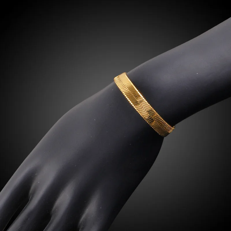 24k Gold Bracelet Snake Bone Chain Gold Plated Bracelet 18k Gold