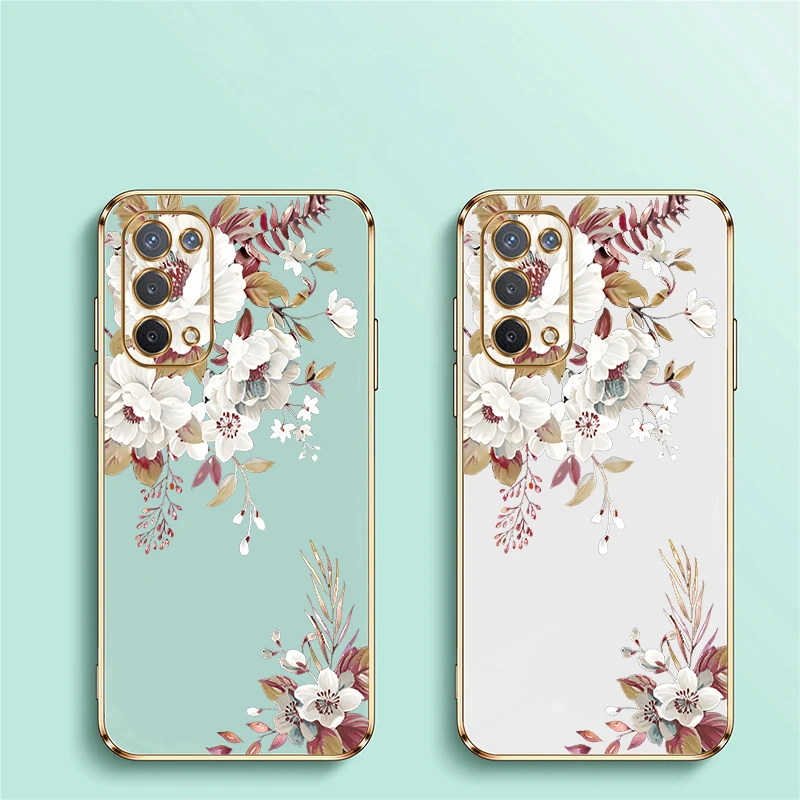 Elegant Fashion Floral Shockproof Silicone Case - Plating Design, Soft Shell Protection