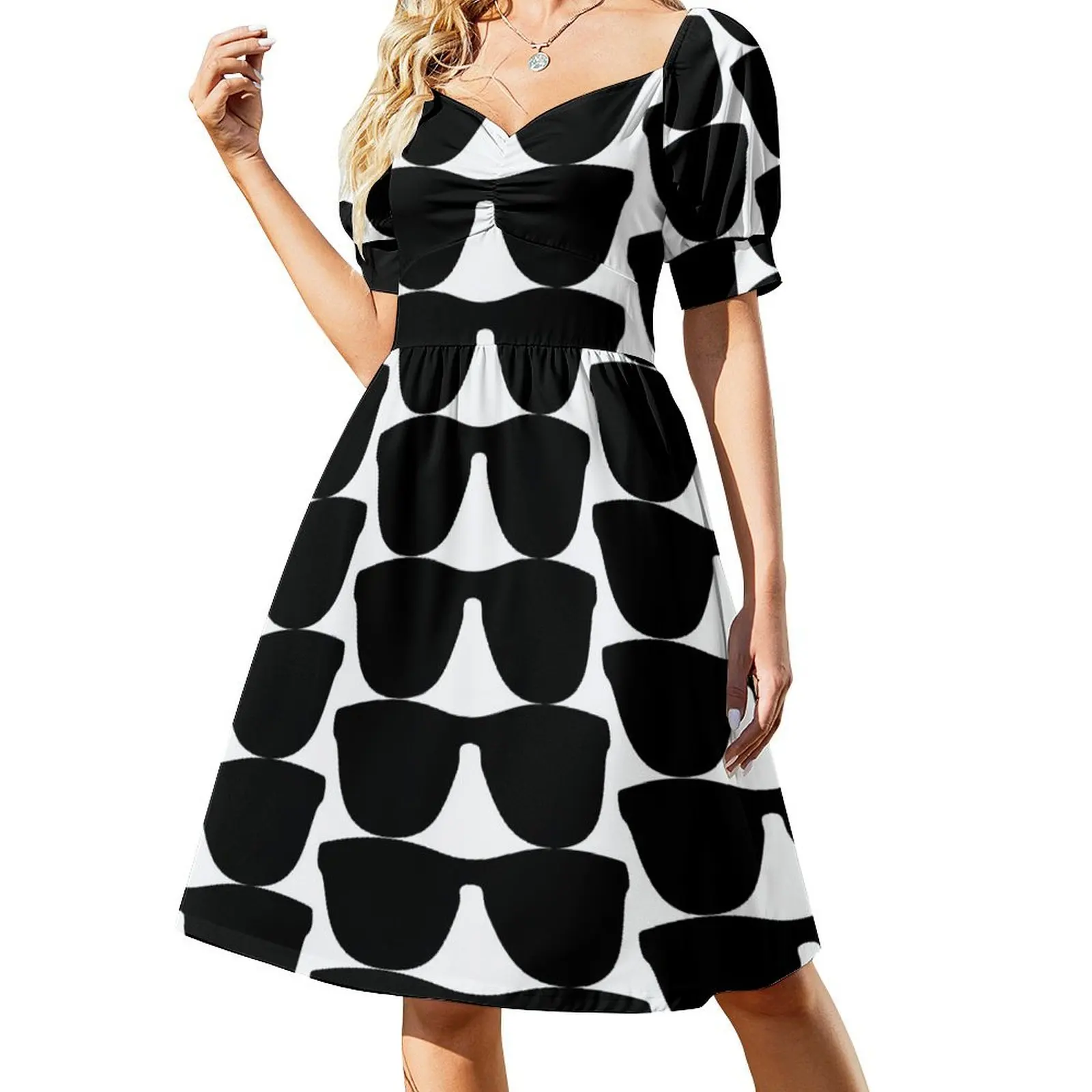 thumbnail image 1 of Vestido de manga corta con gafas de sol, traje de verano para mujer, vestido de cumpleaños para mujer, vestido para mujer, 1 of 7