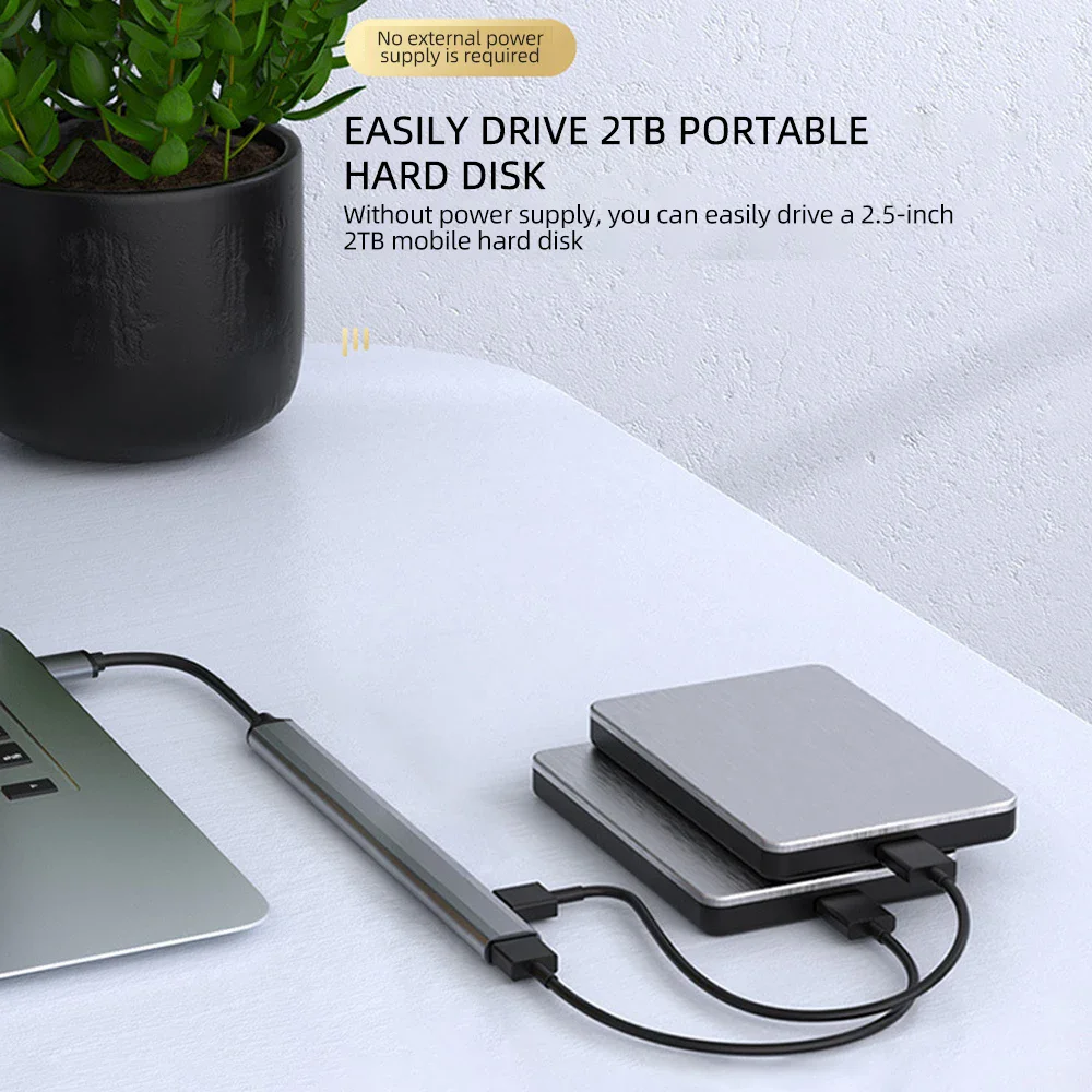 7-Port High-Speed USB Hub Splitter with USB 3.0 and Type C Connectivity