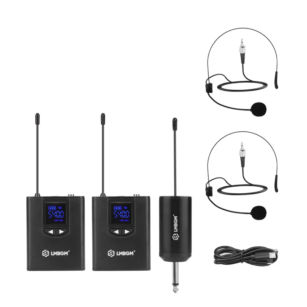 LMBGM-MK36 UHF Wireless Microphone System Mini Bodypack Lavalier/Headset Mics Metal Material Long Battery Life for Live,Teaching