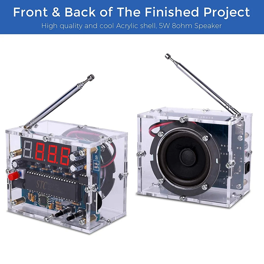 

DIY FM Digital Radio Kit Adjustable Wireless Receiver 87-108MHz Radio Module DIY Kits for Soldering Learning Teaching