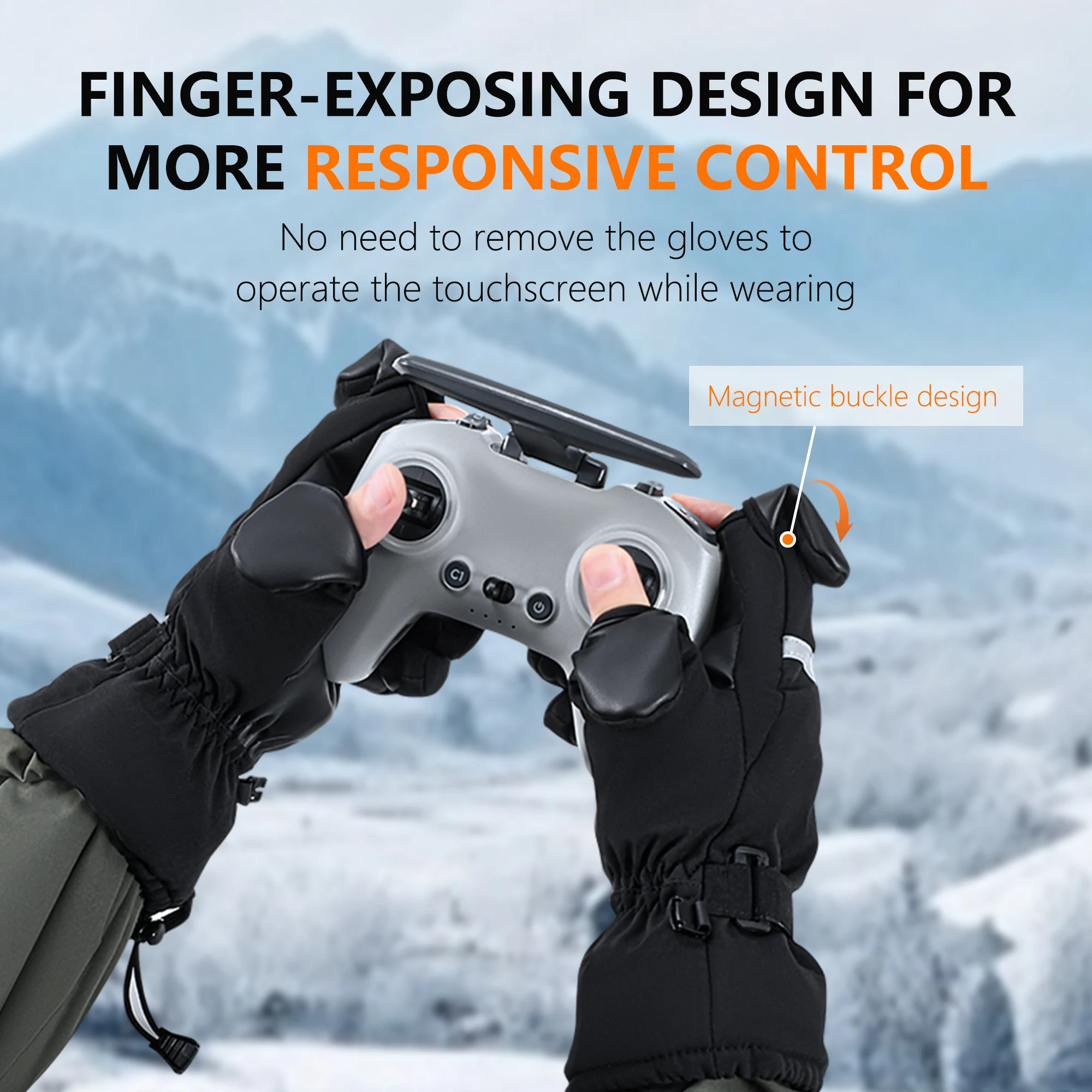 STARTRC universal drone flight gloves winter warm pilot gloves V2 for DJI Air 3S/Mini 3 Pro/Neo/Avata 2/Mavic 3 Pro/Mini