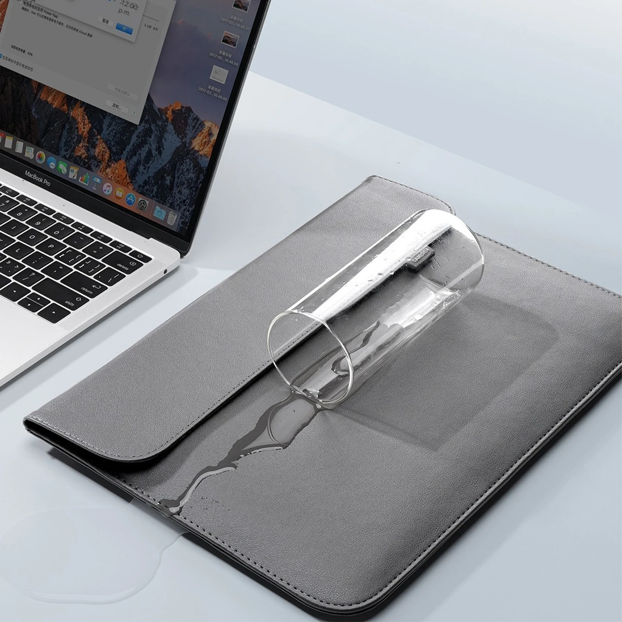 Bolsa de Couro pu para Laptop Bolsa para Macbook Air Pro 13 15 16 m1 m2 Capa para Notebook para Xiaomi Huawei Dell hp Asus pc 13.3 14 15.4 15.6 Polegadas Bolsa para Laptop Unissex - Imagem 5