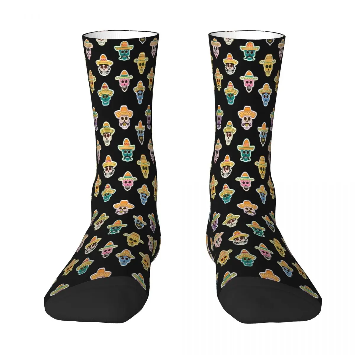 

Suger Black Pattern Mexico Mexican Skull Skulls Sock Socks Men Women Polyester Stockings Customizable Hip Hop