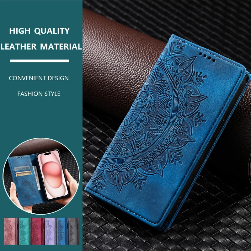 Luxurious Leather Flip Cover Wallet with Totem Design