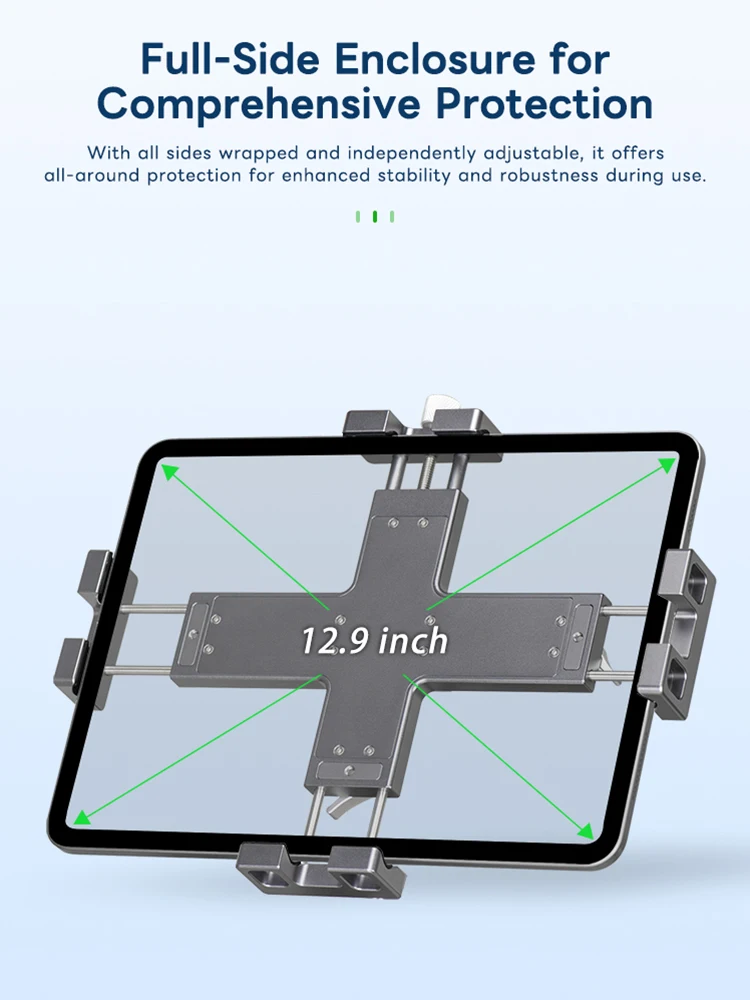 FANAUE Aluminum Tablet Holder Clamp Tripod Adjustable Stand For 5.5-9