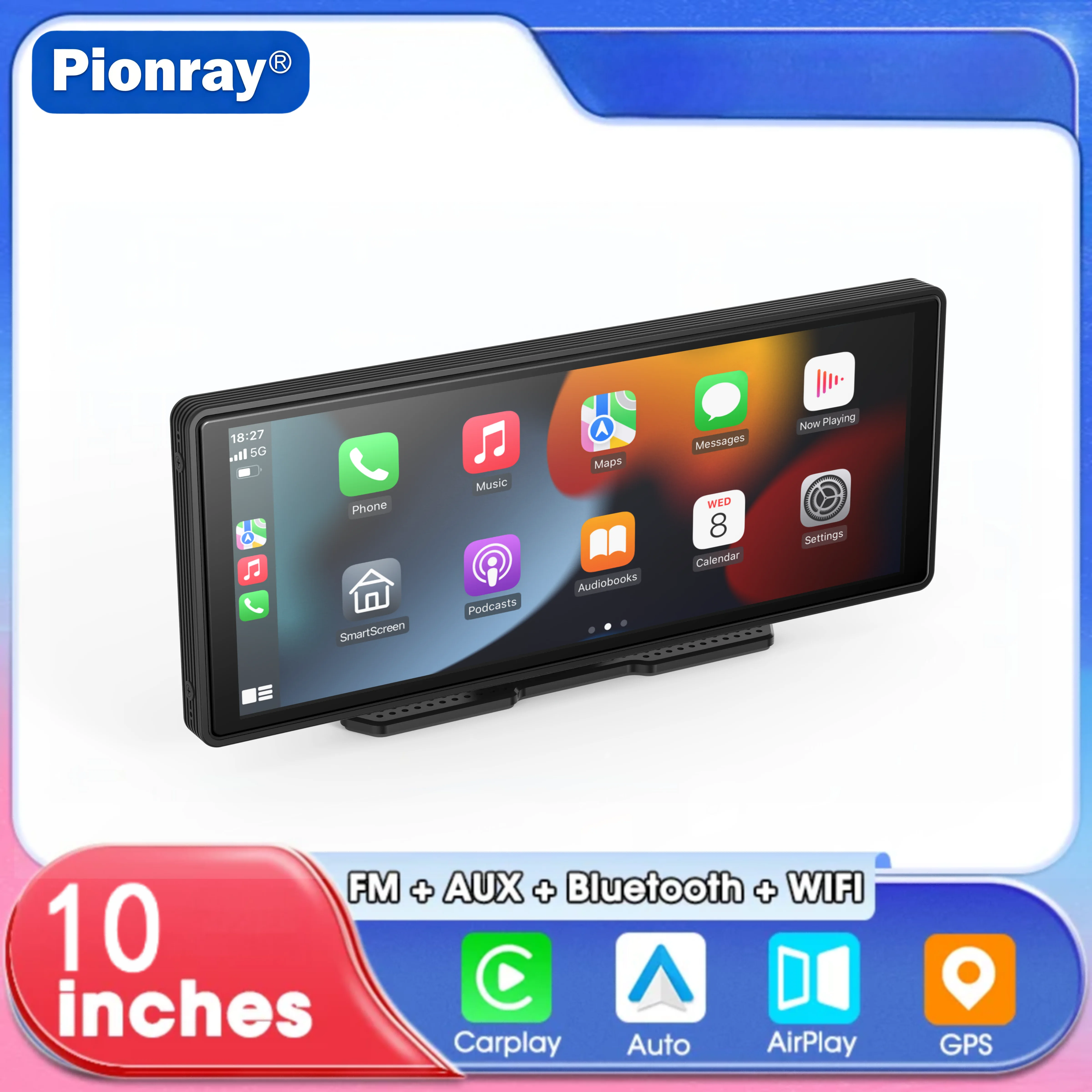 Radio Multimedia para Auto con Pantalla de 10.26 Pulgadas, Reproductor de Video, Carplay Inalámbrico Universal, Android Auto, Bluetooth, AUX, USB 1