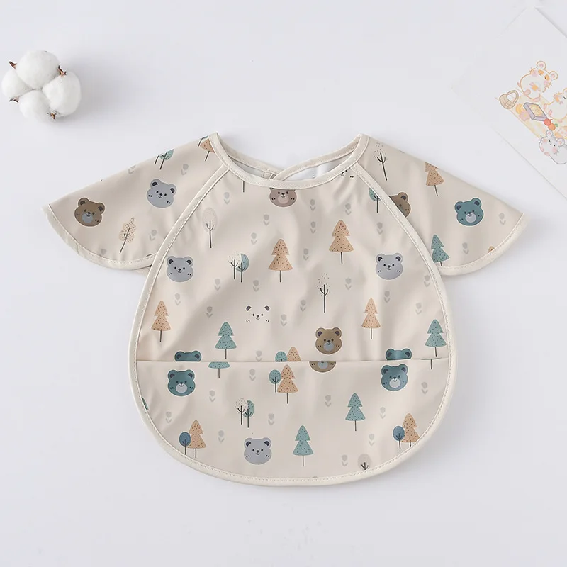 New Short Sleeve Washcloth Baby Bibs Cute Waterproof Feeding Apron Bib Soft Burp Cloth For Toddler Boy Girl Bandana Bibs 5