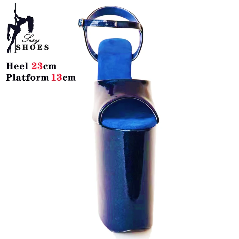 23cm High Heels Transparent PVC Upper Fashion Pole Dance Sandals Model Catwalk Professional Women Shoes Thin Heel Suede Platform