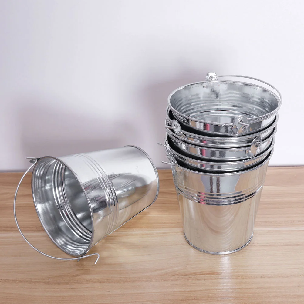

Mini Tinplate Bucket French Fries Tin Pails Ice Cube Tube Chip Fry Serving Bucket Metal Flower Plant Pot Wine Beverage Chiller