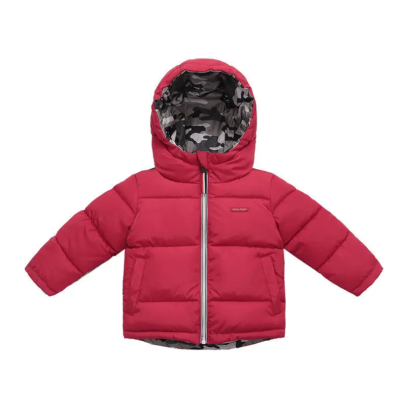 New Winter Boys Jackets Thicken Keep Warm Double-Sided Wear Hooded Kids Coat For 3-10 Years Children Outerwear