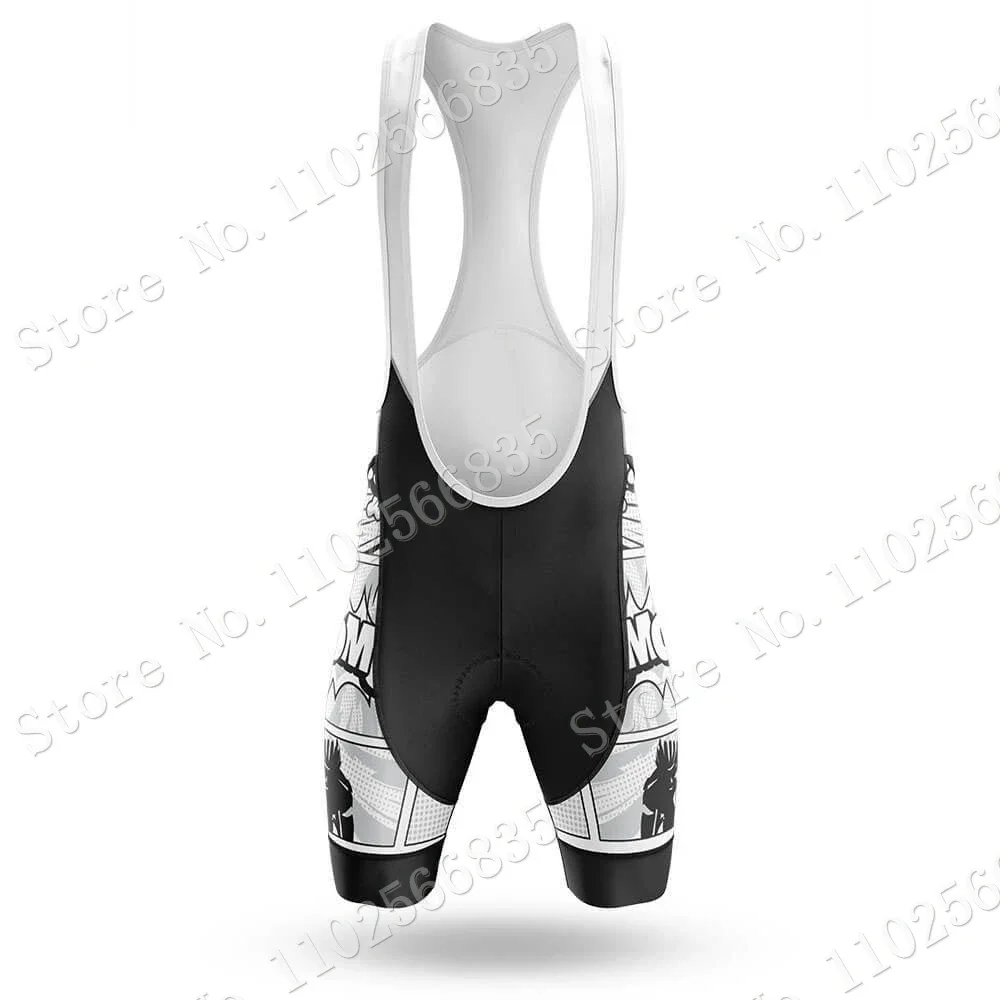 Cartoon Comic Bang Pow Cycling Jersey Set Short Sleeve Blue Clothing Men Road Bike Shirts Suit Bicycle Bib Pants Maillot