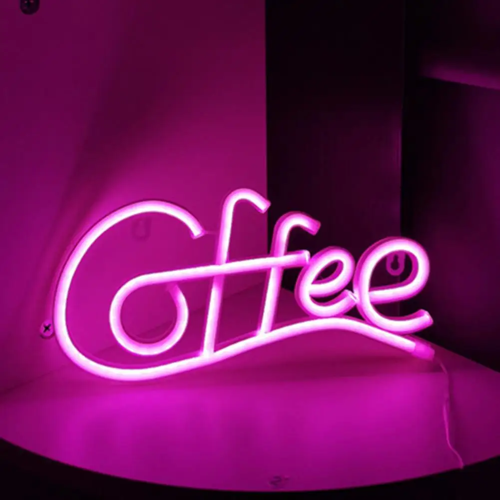 

Party Neon Lamp Coffee Letter Neon Sign Lamp with Low-power Consumption Led Light for Home Decor Battery-powered Flicker Free