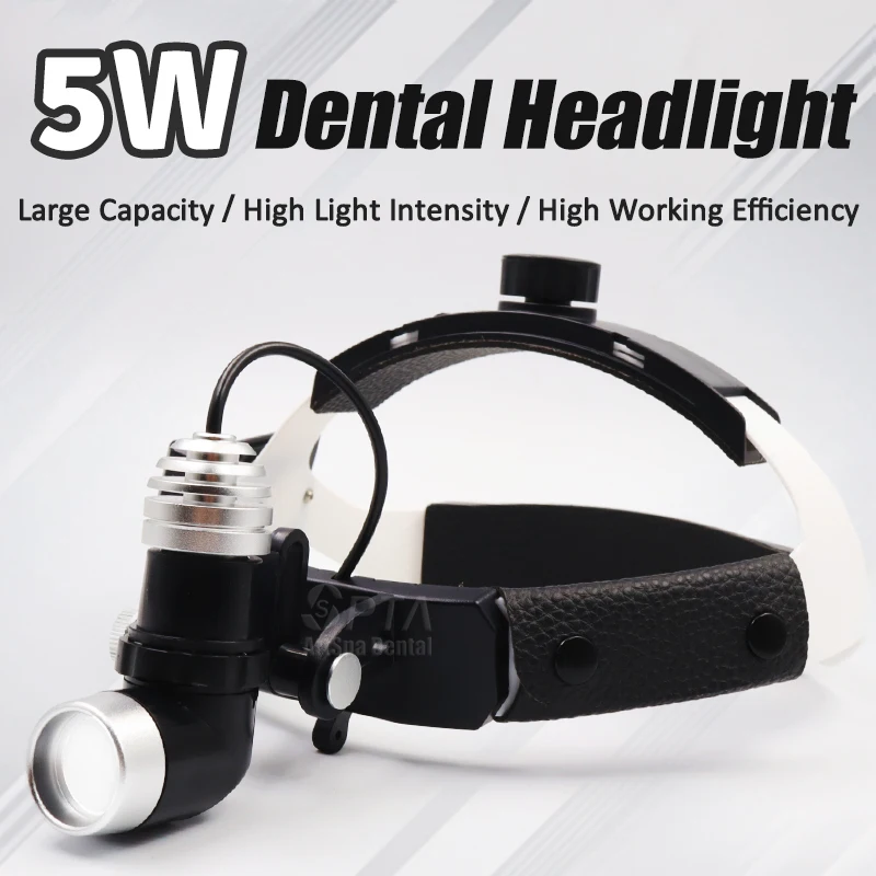 Dentist5WSurgicalENTLEDHeadlightPowerfulBrightLightHeadbandDesignIncludes2