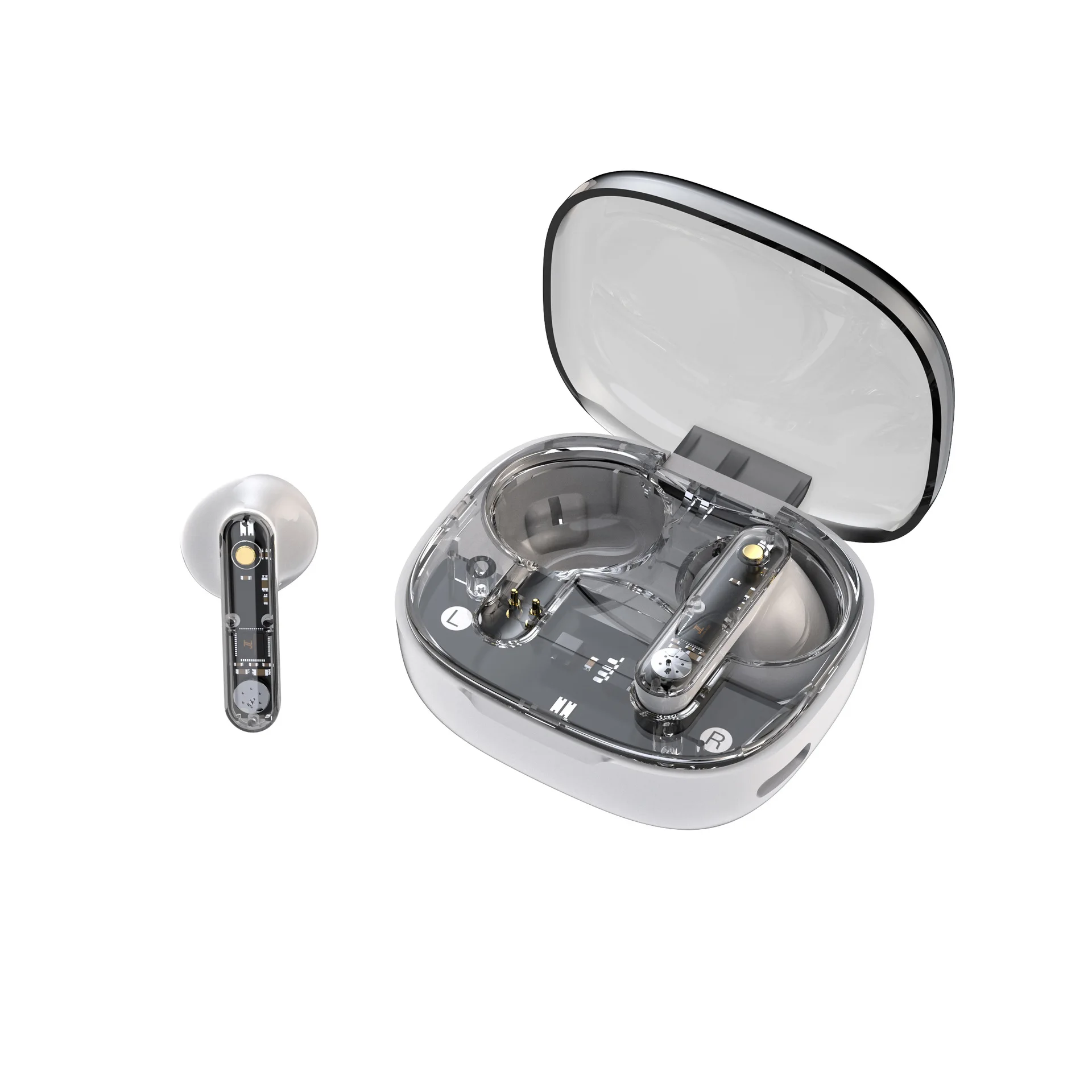 

LY80 Ultra-Mini Wireless Bluetooth Earbuds - Transparent Charging Case, HD Calls, HIFI Sound