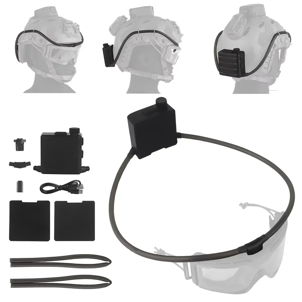 Tactical Goggles Defogger Outdoor Hunting Shooting CS Airsoft Games AntiFog Unit Adjustable Wind Speed Defogging Fan Kit tactical goggles defogging kit
