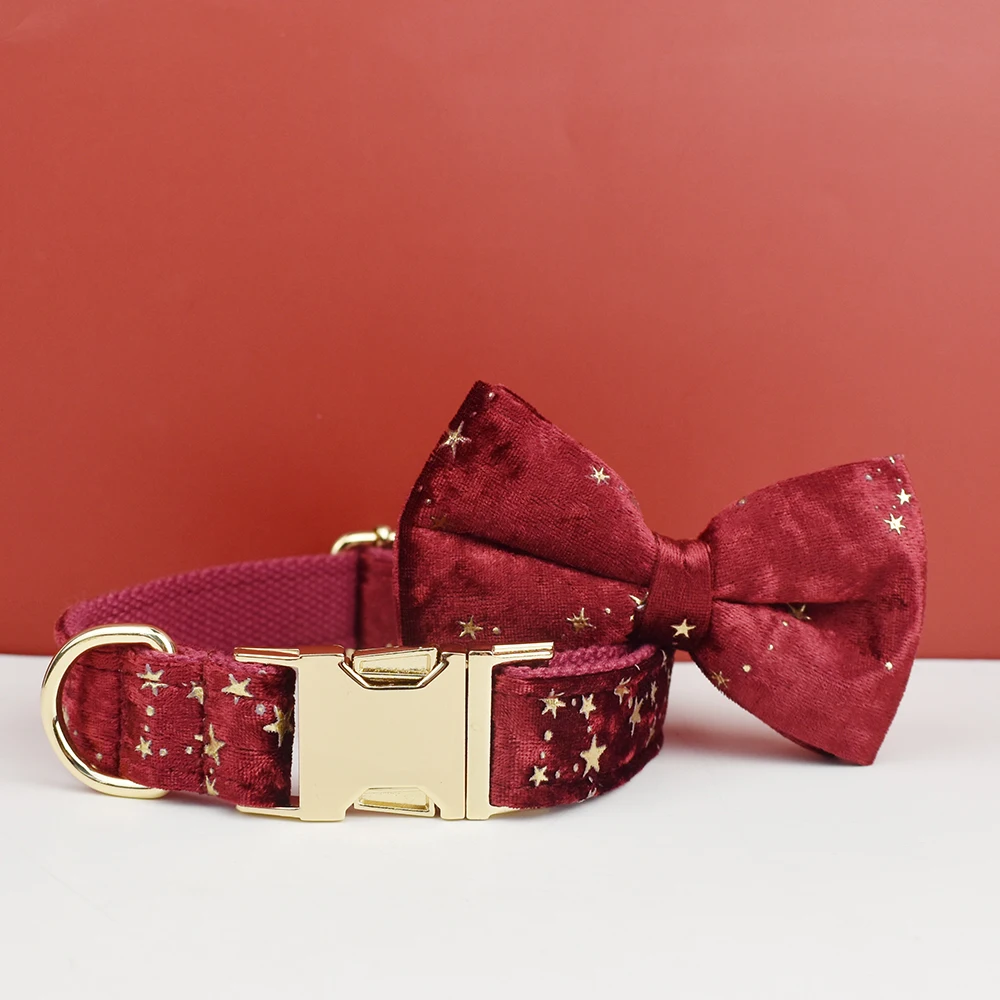 Luxury Custom Design Flower Sublimation Pet Accessory Set: Black Collar, Leash, Harness & Bow