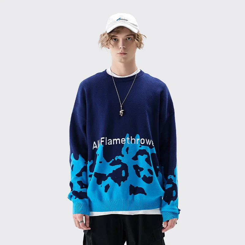 

Abstract Pattern Ugly Sweater Men High Quality Trend Hip Hop Unisex Oversize Vintage Knitted Top Korean Designer Pullover Male
