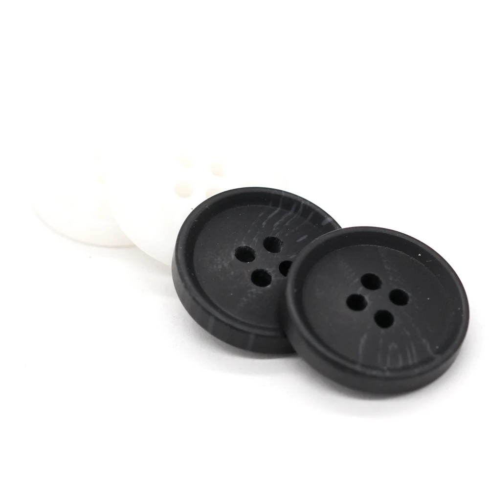 EQUBO 15/18/21/25mm 4 Holes White Black Horn Pattern Resin Buttons for Clothes Men Coat Suit Jacket Sewing Accessories Wholesale 4
