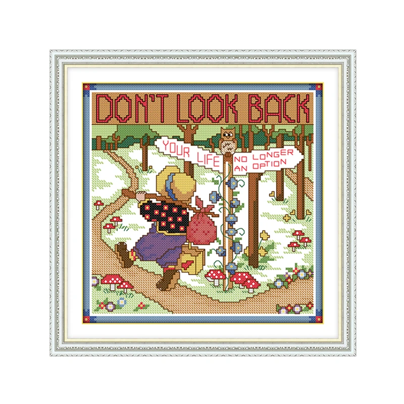 Don't turn back cross stitch kit aida 14ct 11ct count printed canvas stitches embroidery DIY handmade needlework