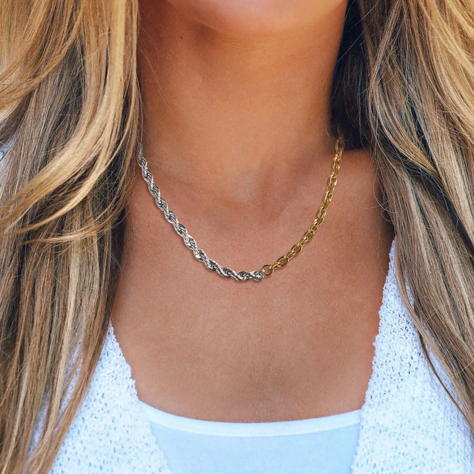 Collana in acciaio al titanio a doppio strato di moda di personalità collana in