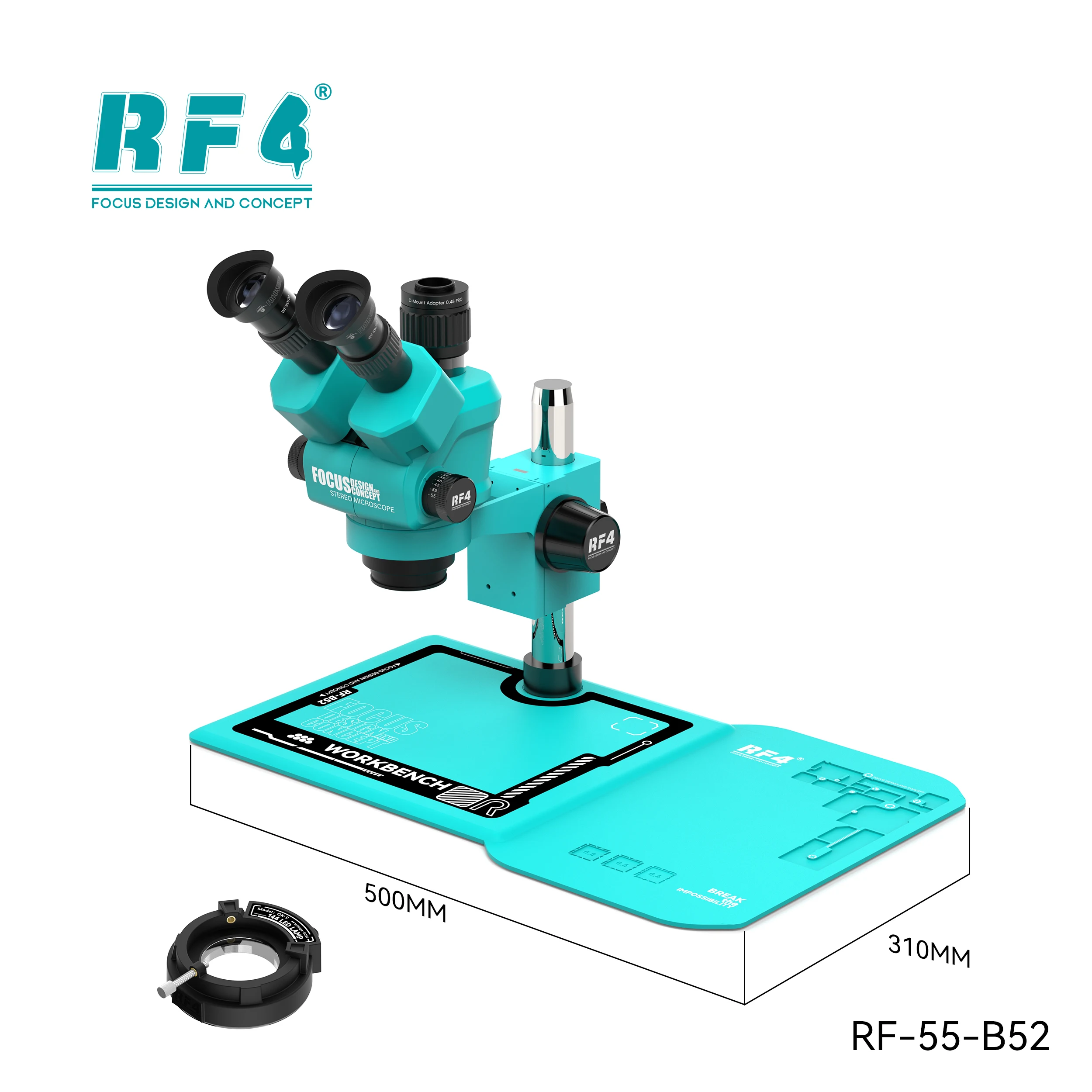 RF4 방진 설계 현미경 연속 줌 6.5X-55X 노브 7단 줌 초고화질 삼안 현미경