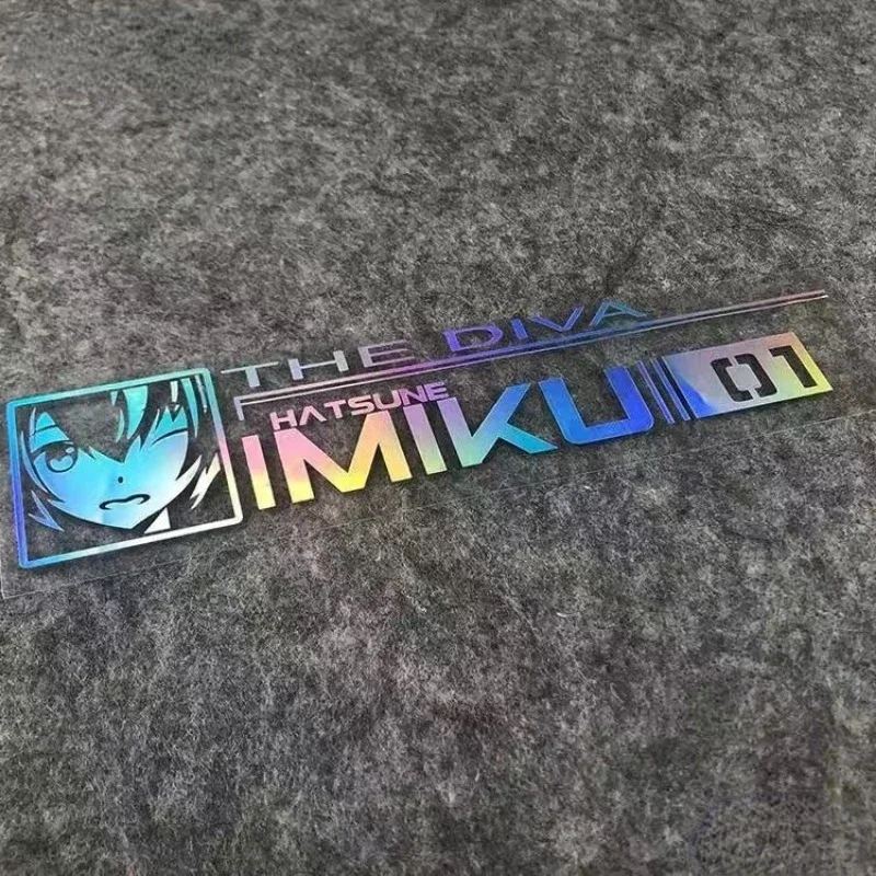 Miku colorful reflective laser car trunk sticker anime characters multicolored transparent sticker DIY laptop decor