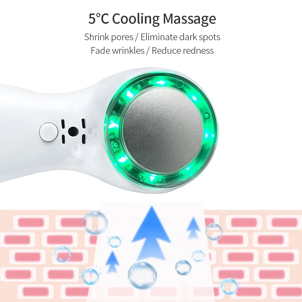 Red Blue Green 3 Light Therapy Cold Hammer Facial Skin Massage Machine Cryotherapy Ice Healing Face Care Massager Beauty Tools