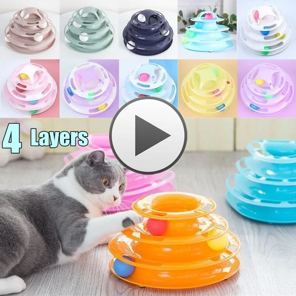 

3/4 Layers Cat Toy Track Tower Roller Disc Pet Toy Intelligence Amusement Ball Cat Training Toy for Cats