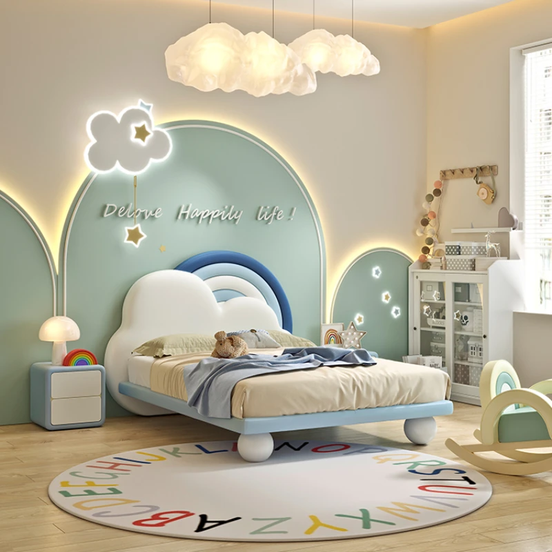Blue Unique Children's Bed Modern Pretty Loft Queen Bed Comferter Wood Camas De Dormitorio Furniture Home 4