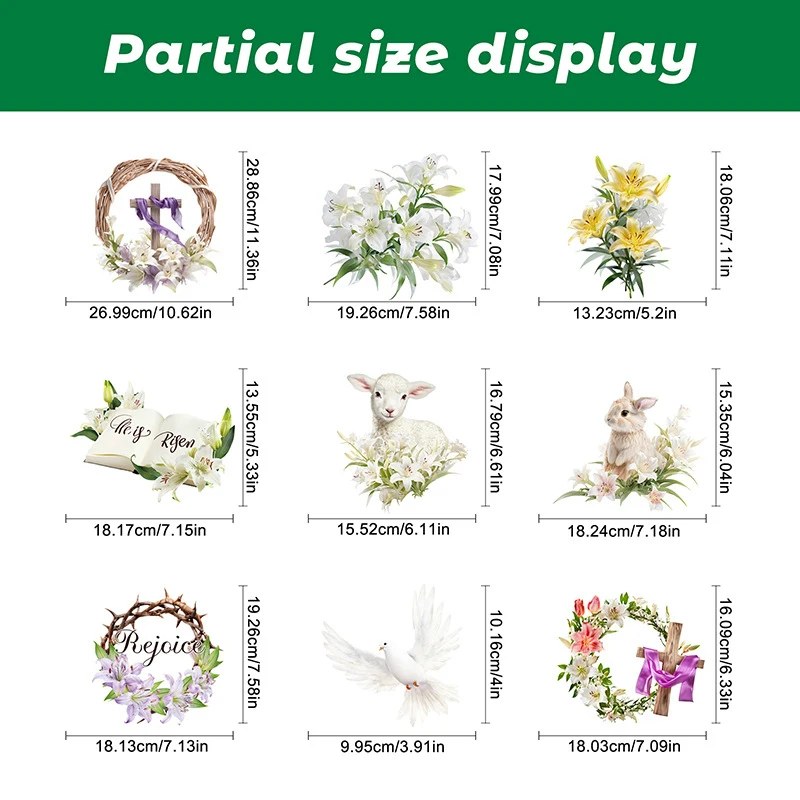 9sheets/set Easter Window Stickers Bunny Egg Clings for Home Decor