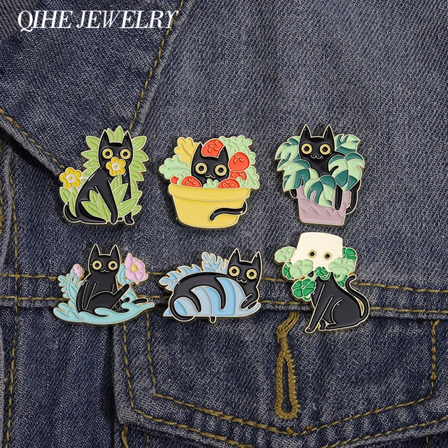 Cartoon Cat Pins Cat and Potted Flower Plant Pins Accessories Clothing  Backpack Brooch Enamel Lapel Pins Badge Wholesale - AliExpress