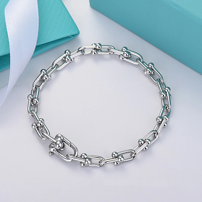 Fashion Brand Quality Stainless Steel U-Shaped Handmade Chain Bracelet For Women Charm Bracelets New Fashion Jewelry Girls Gift