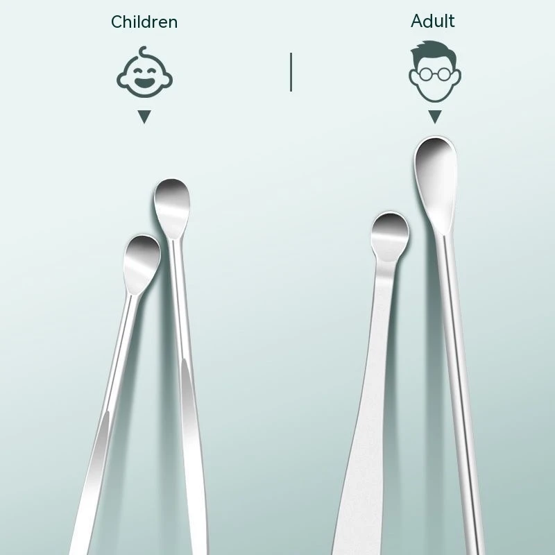 Description Picture 6 of item6Pcs Ear Digging Spoon Set Long Head Spiral Spring Ear Spoon Easy Clean Stainless Steel Portable Ear Care Cleaning Tools Set