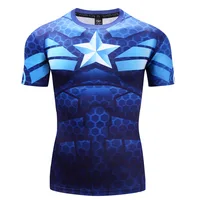 Miniso Short Sleeve Sport Shirt Men Superhero Captain America 3D Compression T Shirt Quick Dry Men's Running T-shirt Fitness 2