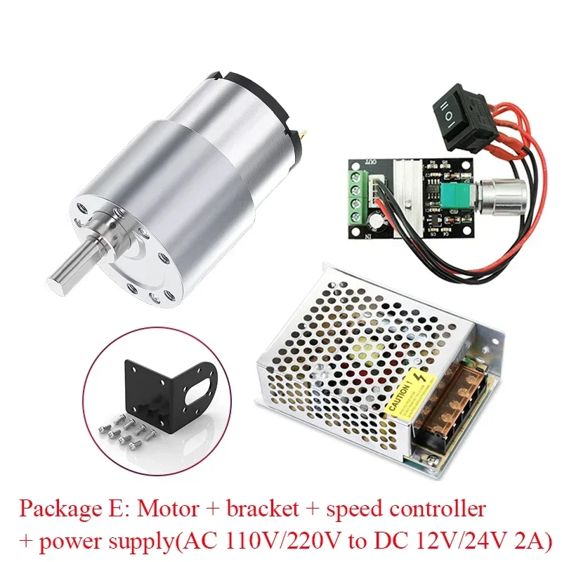 JGB37-520 DC 12V 24V Reduction Gear Motor Large Torque High Power 15kg 7RPM-960RPM 520 Gear Motor Reversed gear motor