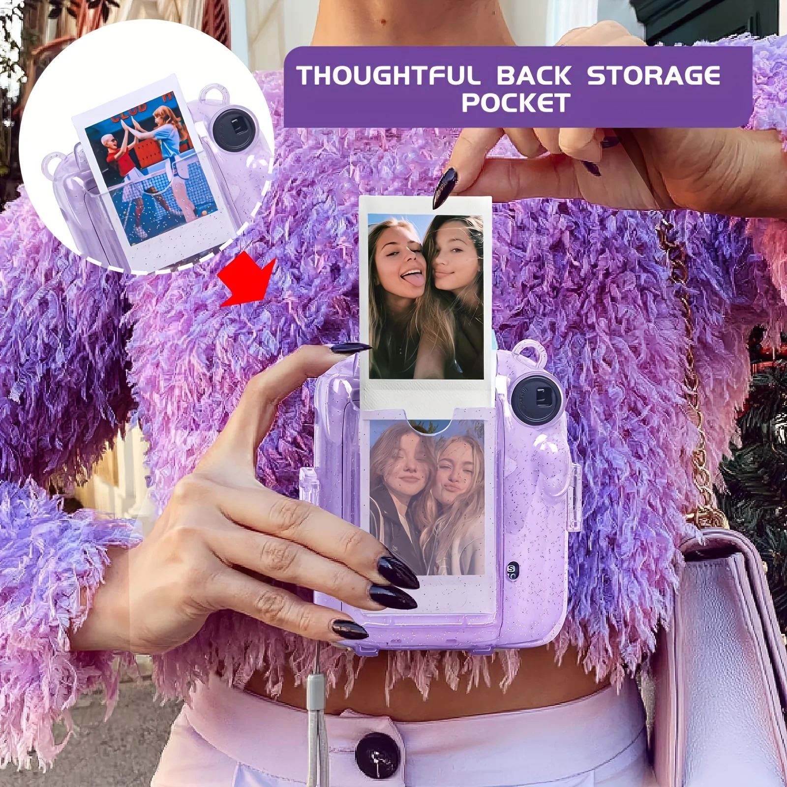 8-Piece Camera Case Set for instax Mini 12 with Upgraded Photo Storage Bag DIY Stickers Mini Photo Frame Hard PC-No Camera