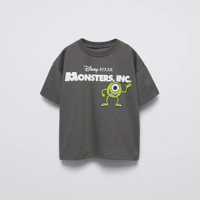 Black Tees Printing Tops Baby Summer Wear Cartoon Short Sleeve T Simple Cute Loose Bottoming Shirt Kids Thin Pure Cotton Costume 2