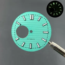 Green Luminous Nautilus Watch Dial with Hands for NH38 Movement Modification Repair Accessories (Sky blue)