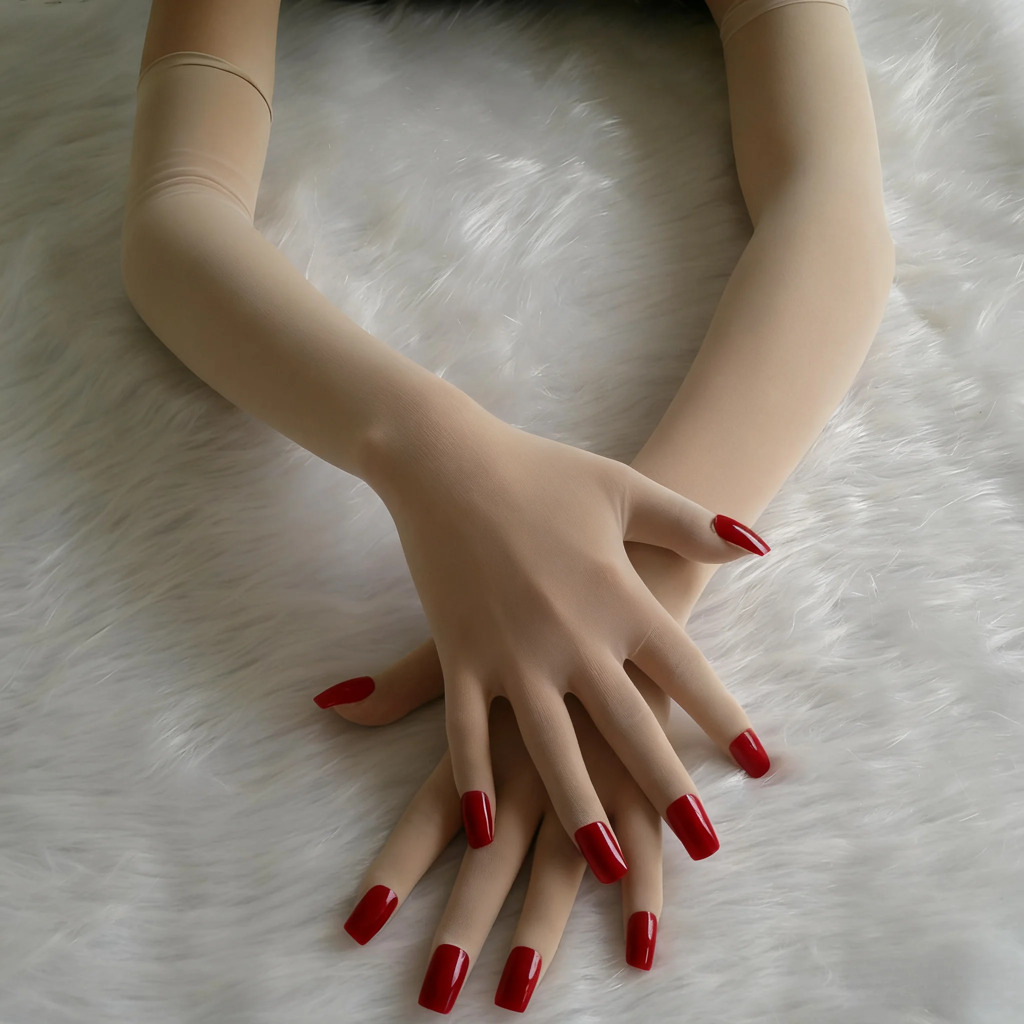 Sexy Cosplay lange Handschuhe mit Nägeln, Unisex, hochelastisch, atmungsaktiv, 5 Finger, Crossdressing-Handschuhe – Detail 9