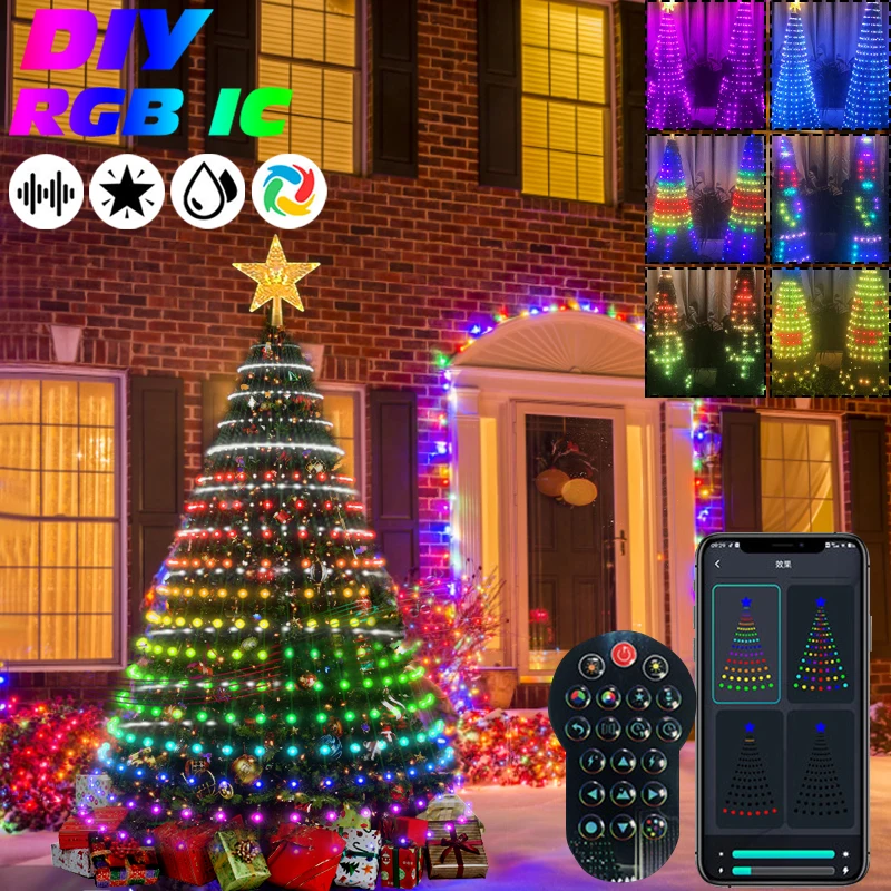 Christmas LED Tree Decoration RGB String Lights Bluetooth App Remote  Control USA