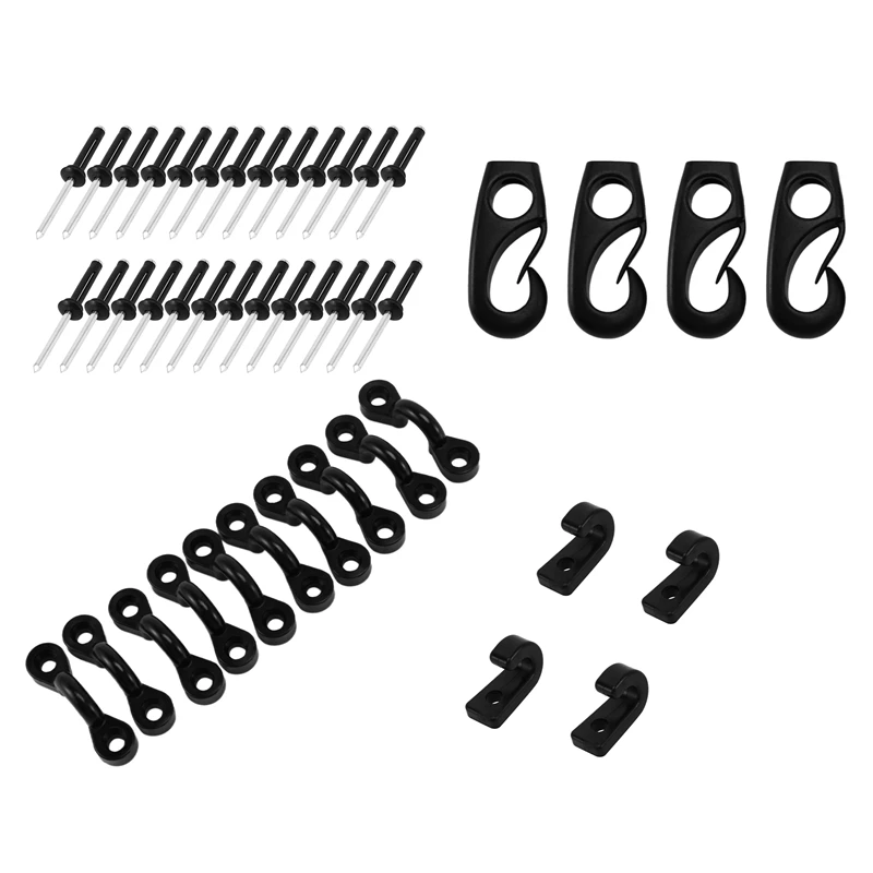 Kayak Pad Eye Kit Kayak Nylon Bungee Deck Loop with Hooks Clips Screws