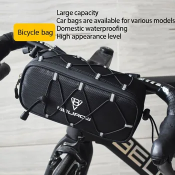 Borsa da manubrio per bicicletta da 2,1/4,3 litri Borsa da tubo anteriore di grande capacità Borsa da cestino Accessori da ciclismo per bici pieghevole MTB