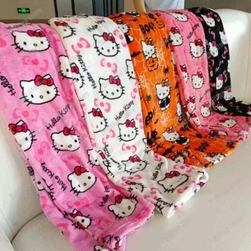 Halloween Sanrio Hello Kitty Pajama Pant Anime Flannel Casual Fashion Loose Trouserswomen Kawaii Woolen Anime Cartoon Pants,fleece pajama pants